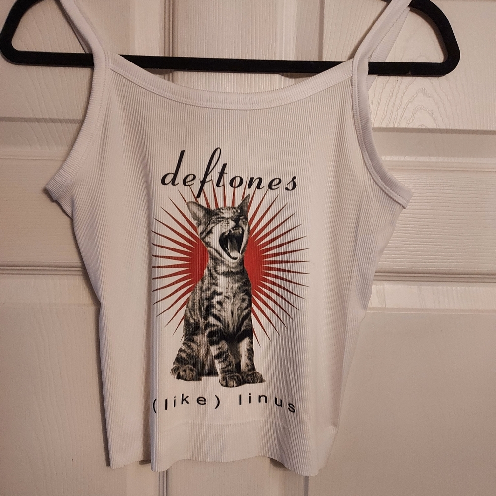 Deftones crop top like linus numetal deftones tank top ribbed hand cropped